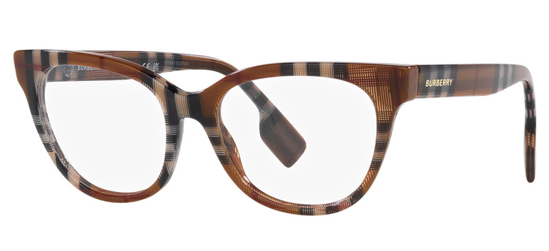 New BURBERRY B2375 3966 52mm Brown Novacheck Cat Eye Eyeglasses Frames Italy