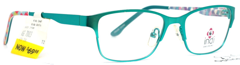 INDI KG7003 TL Teal Girls Kids Semi Cat Eye Eyeglasses 47-15-125 B:32 'AS-IS' gallery