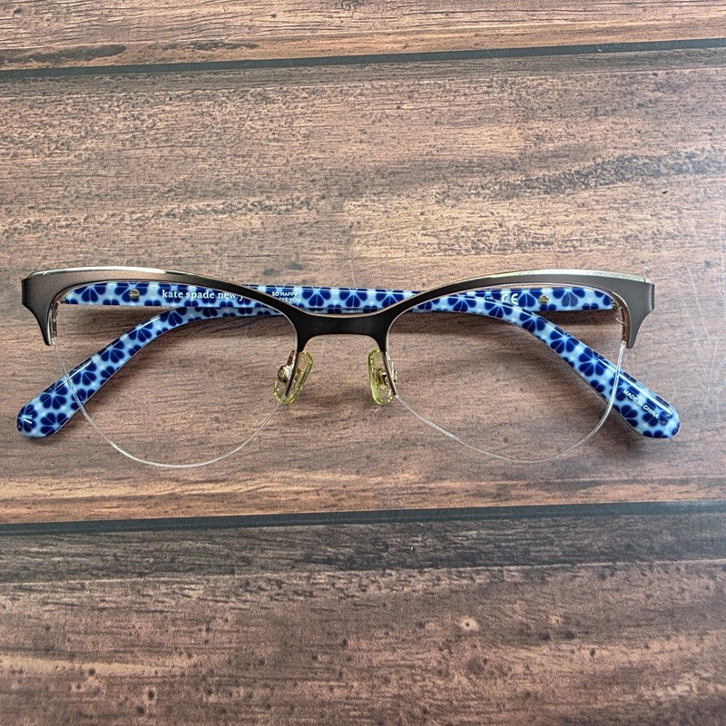 Kate Spade Brieana 09Q Brown Blue Floral Cat Eye Eyeglasses Frames 50-17-140