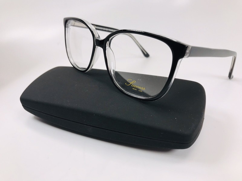 New Designer Inspired SUCCESS SS-122 Black on Crystal Eyeglasses 53mm w/Case