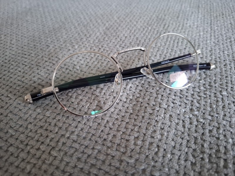 MATSUDA Titanium Round Eyeglasses Frames M3119 Shinny Silver Black 46-23
