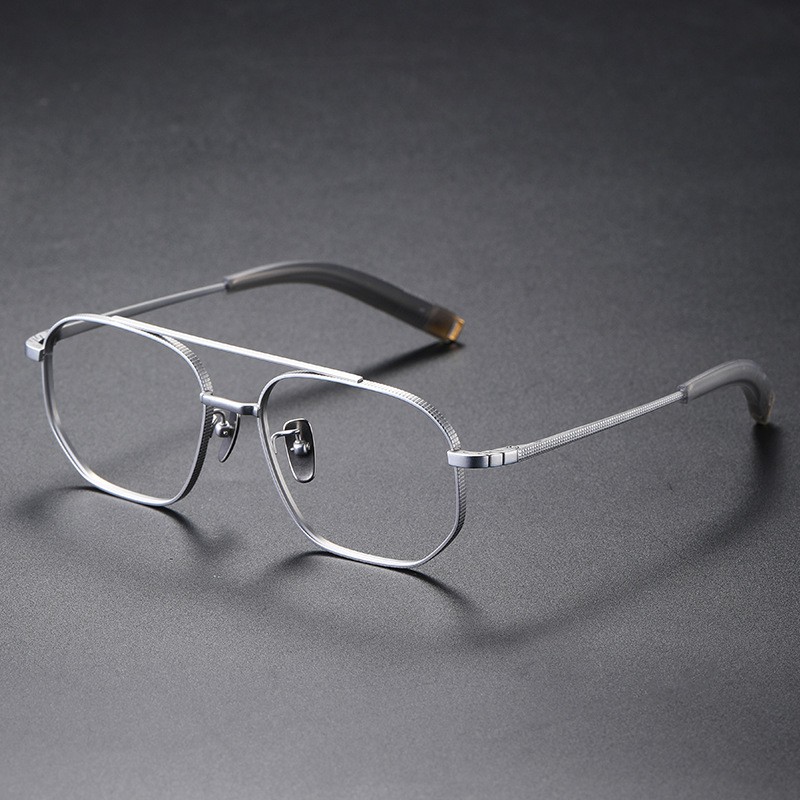 Retro Double Bridge Eyewear Pure Titanium Full Rim Eyeglass Frame Men Women 56MM