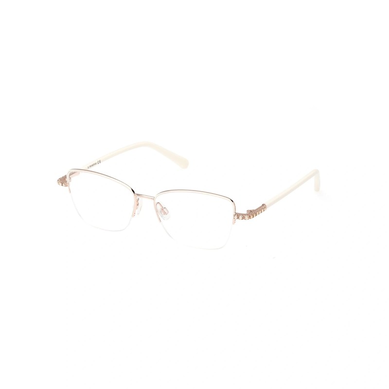 Swarovski SK5472 025 White Half Rim Metal Optic Eyeglasses Frame 53-15-140