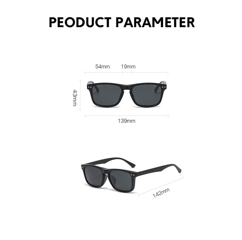 5 in 1 Magnetic Clip On Polarized Sunglasses Men Classic Square Glasses Frames gallery