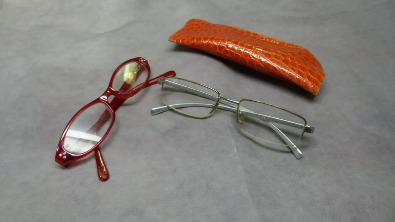 Lot of 2 Unbranded Eyeglass Frame: Full Rim Red & Half Rim Silver Color gallery