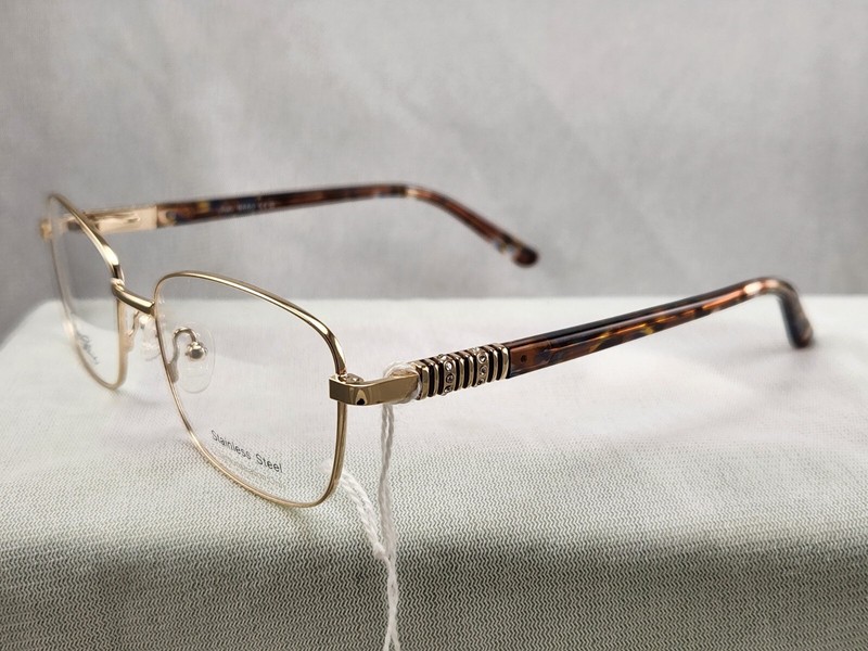 JOAN COLLINS JC9880 Stainless Steel EYEGLASSES 53-17-140 GOLD w/Case gallery