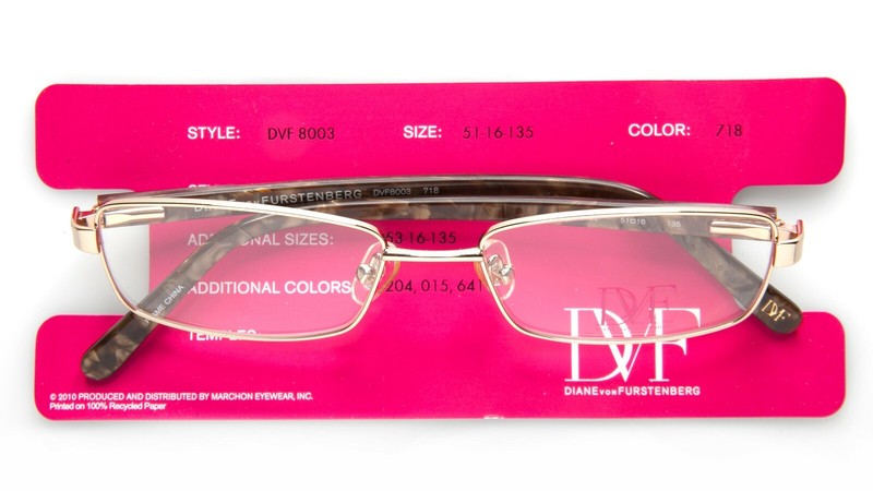NEW Diane von Furstenberg DVF 8003 718 GOLD EYEGLASSES GLASSES 51-16-135 B27mm
