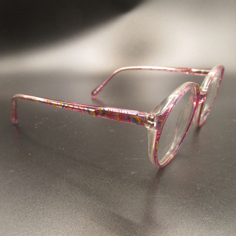 ST. MORITZ Eyeglass Frames Sissy Pink Violet Multi-Color Pattern Round 52-18-135 gallery