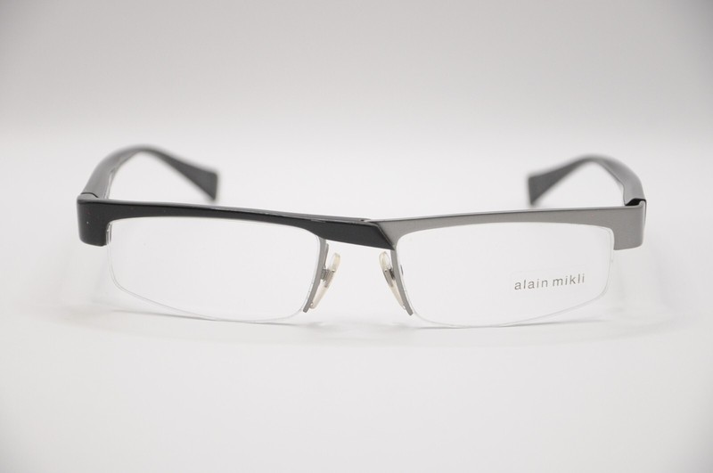 ALAIN MIKLI AL09510004 RECTANGULAR HALF RIM EYEGLASS FRAMES GRAY 52-18-135 NEW