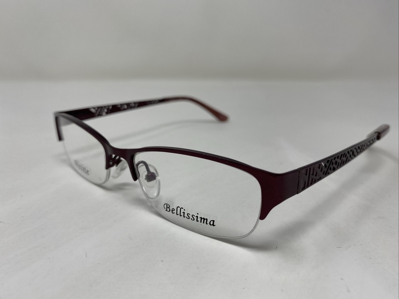 Bellissima BL 1029 3300 49-15-135 Burgundy Half Rim Metal Eyeglasses Frame :986 gallery