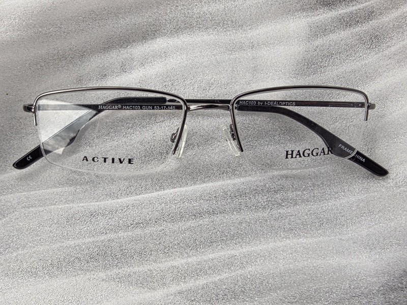 HAGGAR HAC 103 SEMI-RIMLESS GUNMETAL AUTHENTIC FRAMES EYEGLASSES 53-17