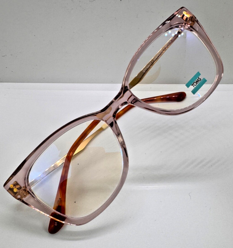 Toms Stella eyeglasses translucent pink with gold temples 52-19-147 blond tourt