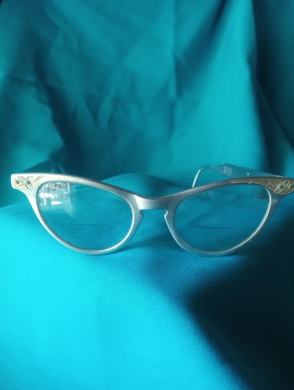Art Craft Vintage Matte Gray Pink Cat Eye Eyeglasses Frames USA Women