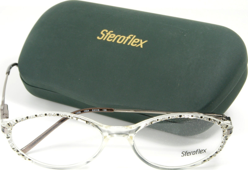 Sferoflex 1558 1004 Clear / Gold Black Pattern Eyeglasses Glasses 53-16-130 NEW