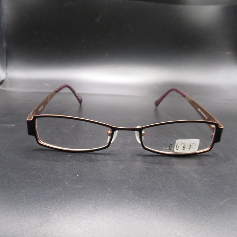 über Casino Plum Eyeglass Frames 49-18-140 Brown & Purple Rectangular Korea