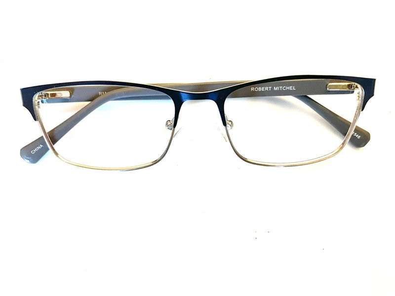 Robert Mitchel Eyeglasses Frames RM 202128 NAVY rectangle metal 54-17-145 No Len
