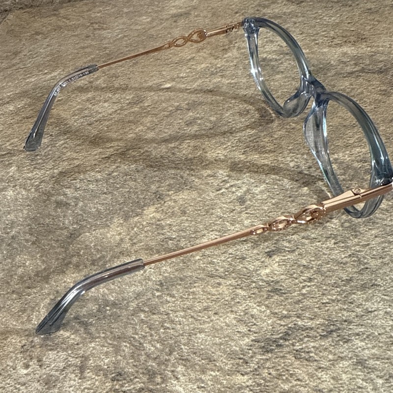Superflex SF-607 S301 Blue Rose Gold Eyeglasses Frame Only Cat Eye 51-16-130-36 gallery