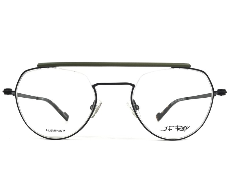 J.F. Rey Eyeglasses Frames JF2939 0045 Black Aluminum Khaki Semi Rim 49-21-145