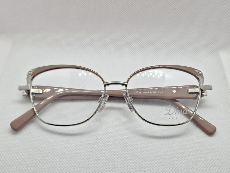 Diva 5584 04 Nude Beige & Silver Eyeglasses Frames 54-16-145 Made In Italy