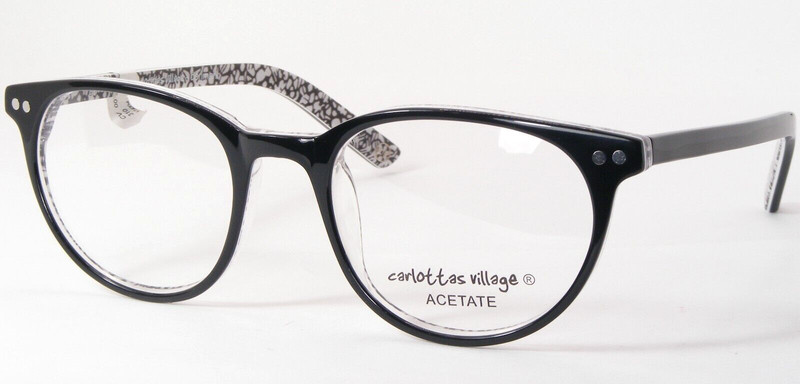 Carlottas Village CV0010 C7 Black /White /Clear UNIQUE EYEGLASSES 52-20-140mm