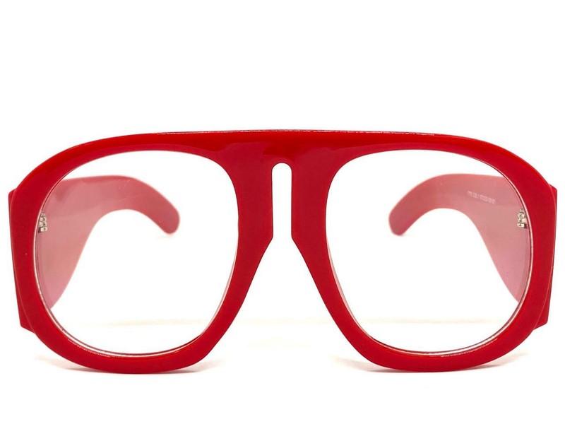 OVERSIZED EXAGGERATED Classic Retro Clear Lens EYE GLASSES Large Thick Red Frame gallery