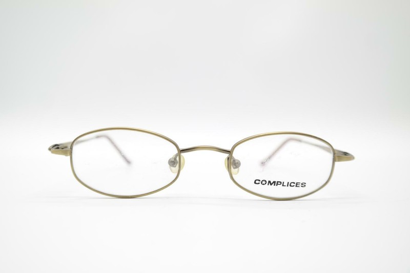 Vintage Complices Modernity Brass Oval Glasses Frame Eyeglasses NOS