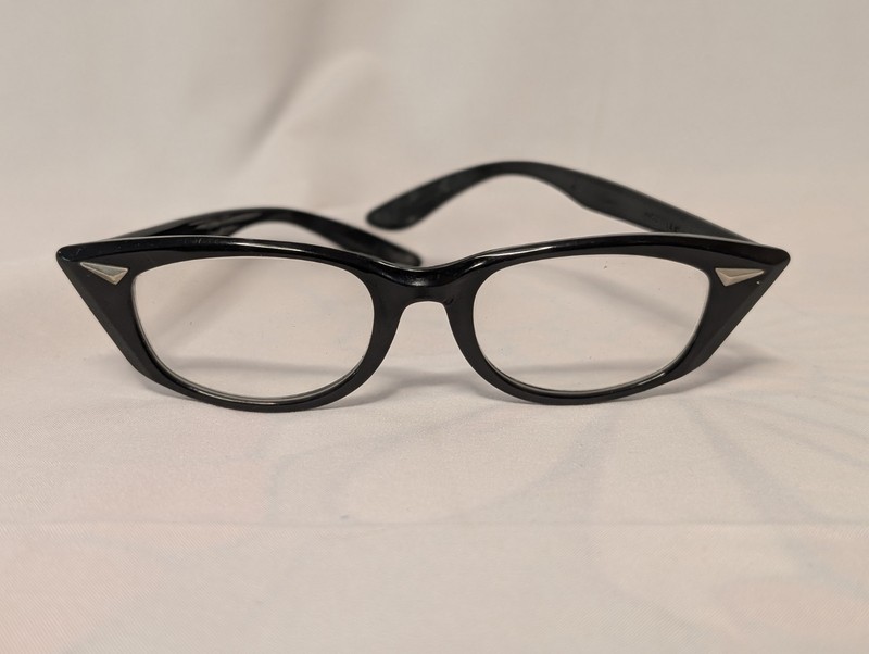 Bausche And Lomb 50s Vintage Cat Eye Black Lens Women Eyeglasses Glasses RX