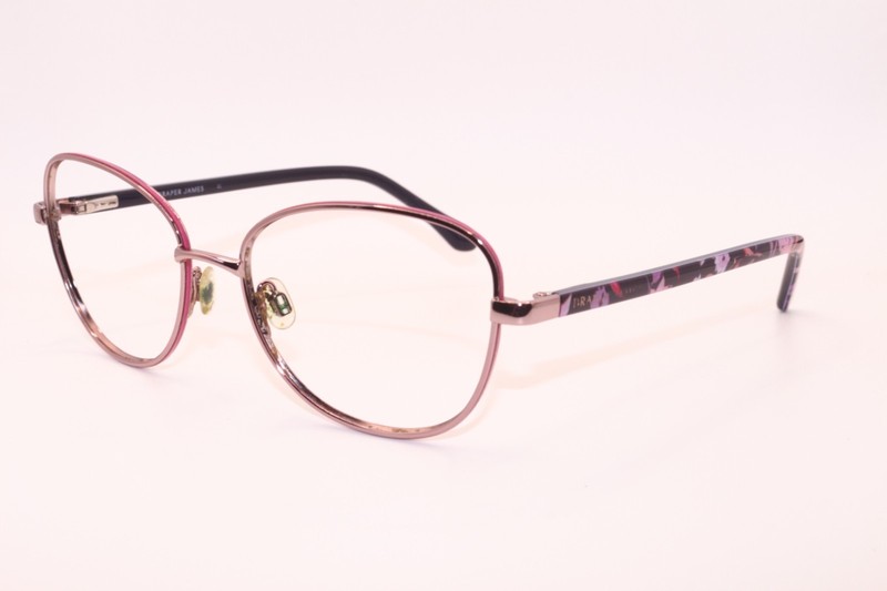 NEW DRAPER JAMES ROSE GOLD BLACK FLORAL AUTHENTIC DESIGNER EYEGLASSES 54-17