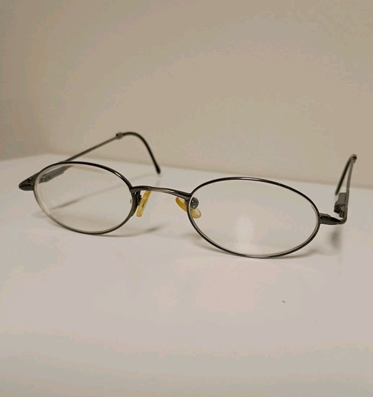 Vintage Tommy Hilfiger Eyeglasses Frames Only Gunmetal Logo Arm Oval Wire Rim