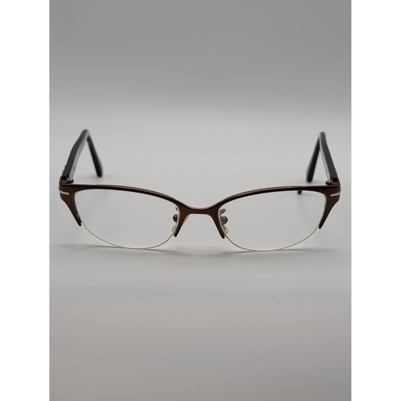 Coach HC5058 Jackie Half Rim Cat Eye Eyeglasses Satin Dark Brown Tortoise 49-17
