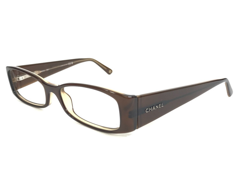 Chanel Eyeglasses Frames 3102 c.885 Shiny Brown Rectangle Full Rim 52-16-135