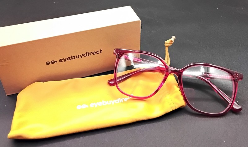 Eyebuydirect LATTE 52-15-140 C2 Square Eyeglasses Full Rim RASPBERRY NIB SMALL