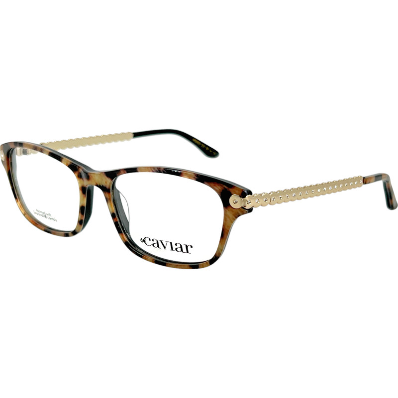 Caviar M2625 Womens Plastic Eyeglass Frame C31 Blond Leopard Clear Crystls 53-16
