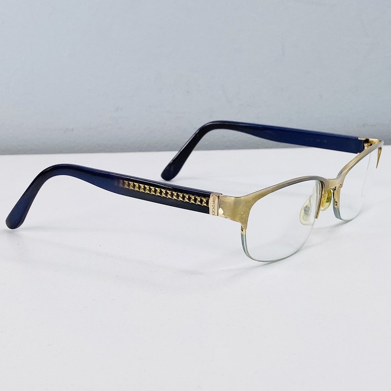 Jimmy Choo Eyeglasses Frames Blue Gold Half Rim JC128 53-17-135 Frame gallery