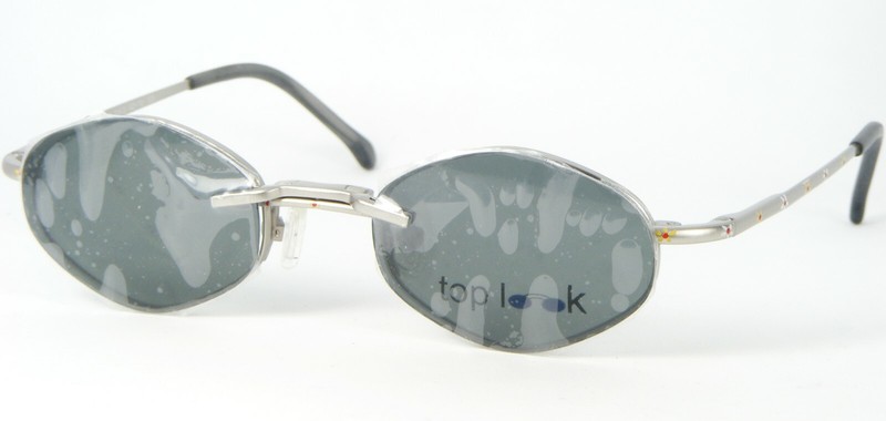 NEW Junior Top Look 5012 3 SILVER EYEGLASSES GLASSES W/ GREY CLIP-ON 42-19-125mm