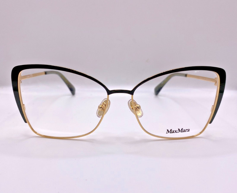 Max Mara MM5130 030 Green/Gold Metal Cat Eye Metal Eyeglasses Frame 56-15-140