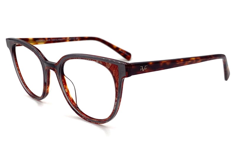 Women's Large Oval Acetate & Steel Eyeglasses V8007 CA Coral Amber (49-19-140) gallery