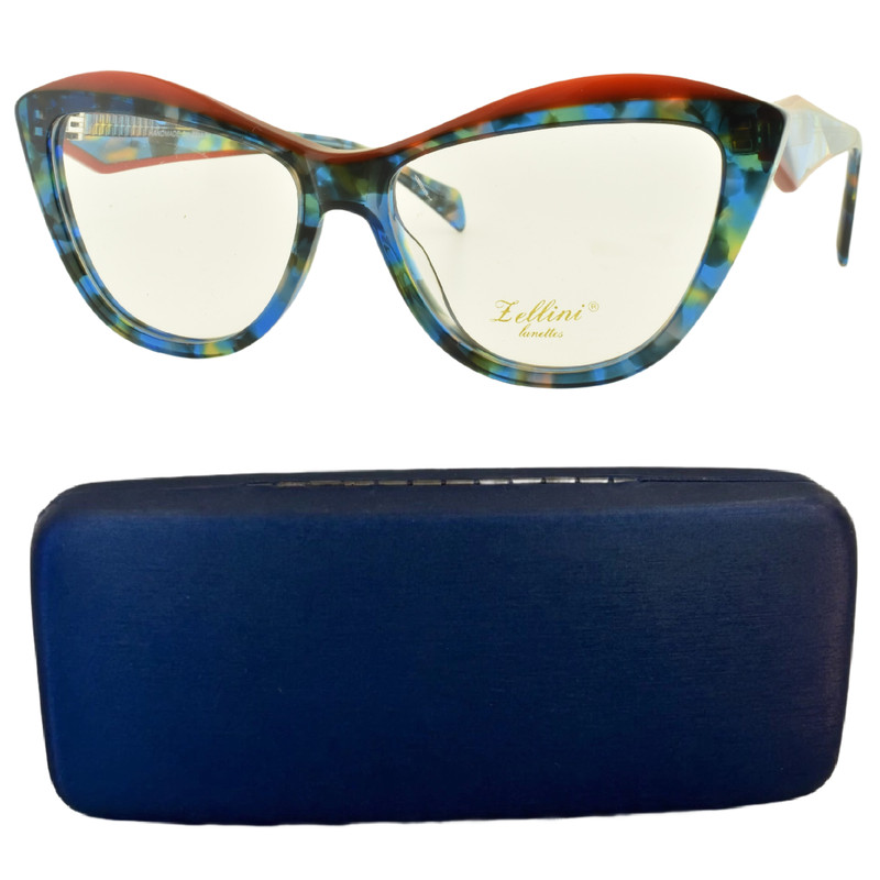 NEW!! ZELLINI LUNETTES HBP2036 C2 55-15-145 Multicolored Cat Eye Full Rim Frame