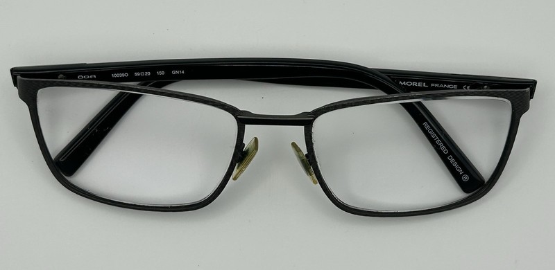 OGA Morel 100390 GN14 Gunmetal Eyeglasses Wide Stainless Steel Frames 59-20-150