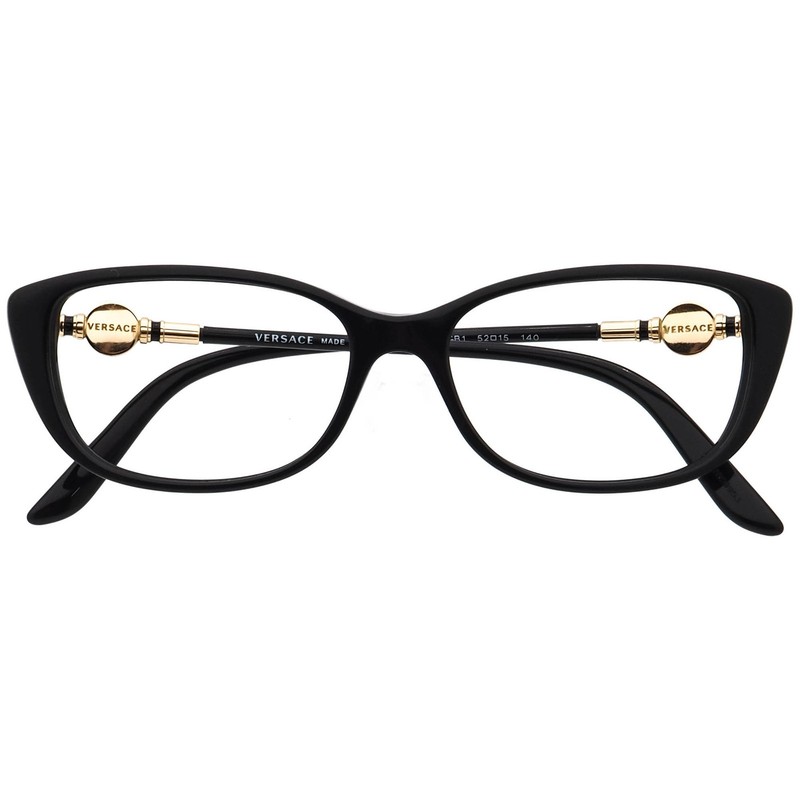 Versace Eyeglasses MOD. 3206 GB1 Polished Black/Gold Cat Eye Italy 52[]15 140 gallery