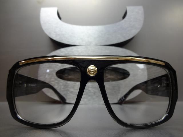 Mens CLASSIC RETRO HIP HOP RAPPER Clear Lens EYE GLASSES Large Thick Black Frame gallery