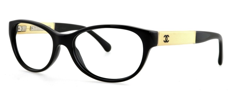 CHANEL CH 3233-Q 54mm Black Patent Leather Eyeglasses Frames Only Italy