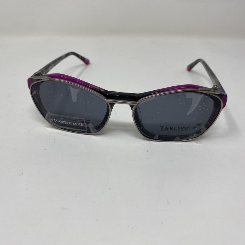 TAKUMI EYEWEAR TK1145 52/19/140 80 GRAY PURPLE W/ POLARIZED SUN CLIP 105V