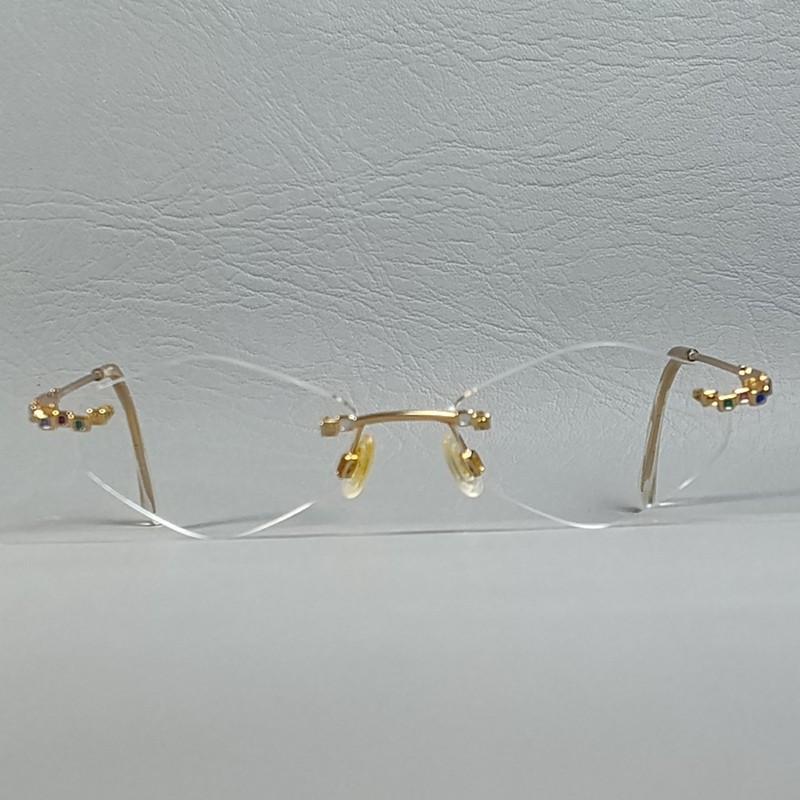 Vintage 90s Cazal Gold Rimless Hexagon Eyeglass Frames  MOD. 424  COL. 971 READ
