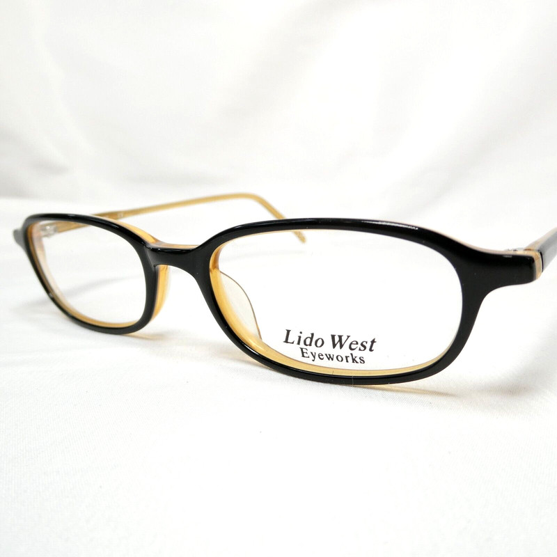 Lido West Gloss Black Over Gold Eyeglasses FRAMES – Striper 47-19-140 NWOT