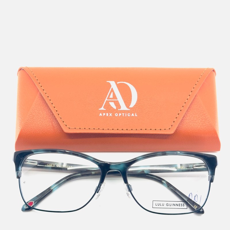 LULU GUINNESS L214 TEA Teal Black Womens Semi Cat Eye Eyeglasses 57-17-140 B:39