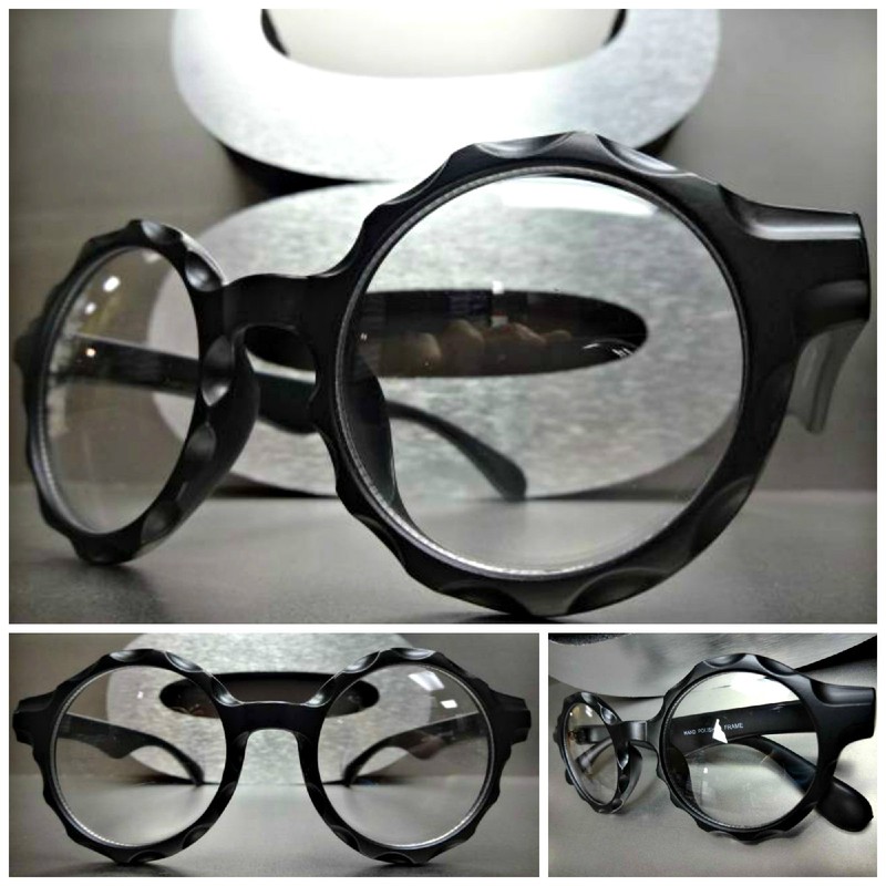 Men’s Women CLASSIC VINTAGE RETRO Style Clear Lens EYE GLASSES Round Black Frame