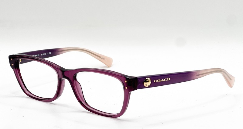 COACH HC 6082 5351 TRANSPARENT PURPLE/GOLD LOGO AUTHENTIC EYEGLASSES 53-17