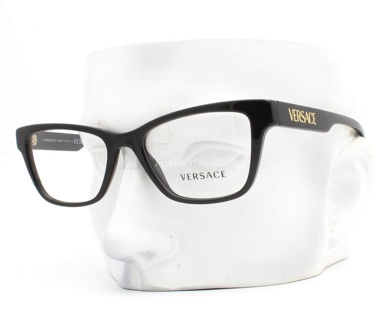 Versace Eyeglasses VE 3316 GB1 Glasses Polished Black 53-18-145 No Case