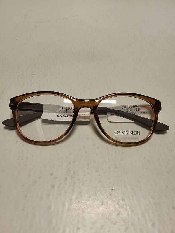 CALVIN KLEIN CK19572 281 Crystal Amber Womens Oval Eyeglasses 52-18-145 gallery